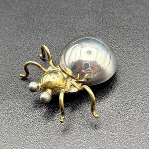 Taxco Sterling Silver Brass Bug Brooch TA-65 Mexico Modernist Insect Pin